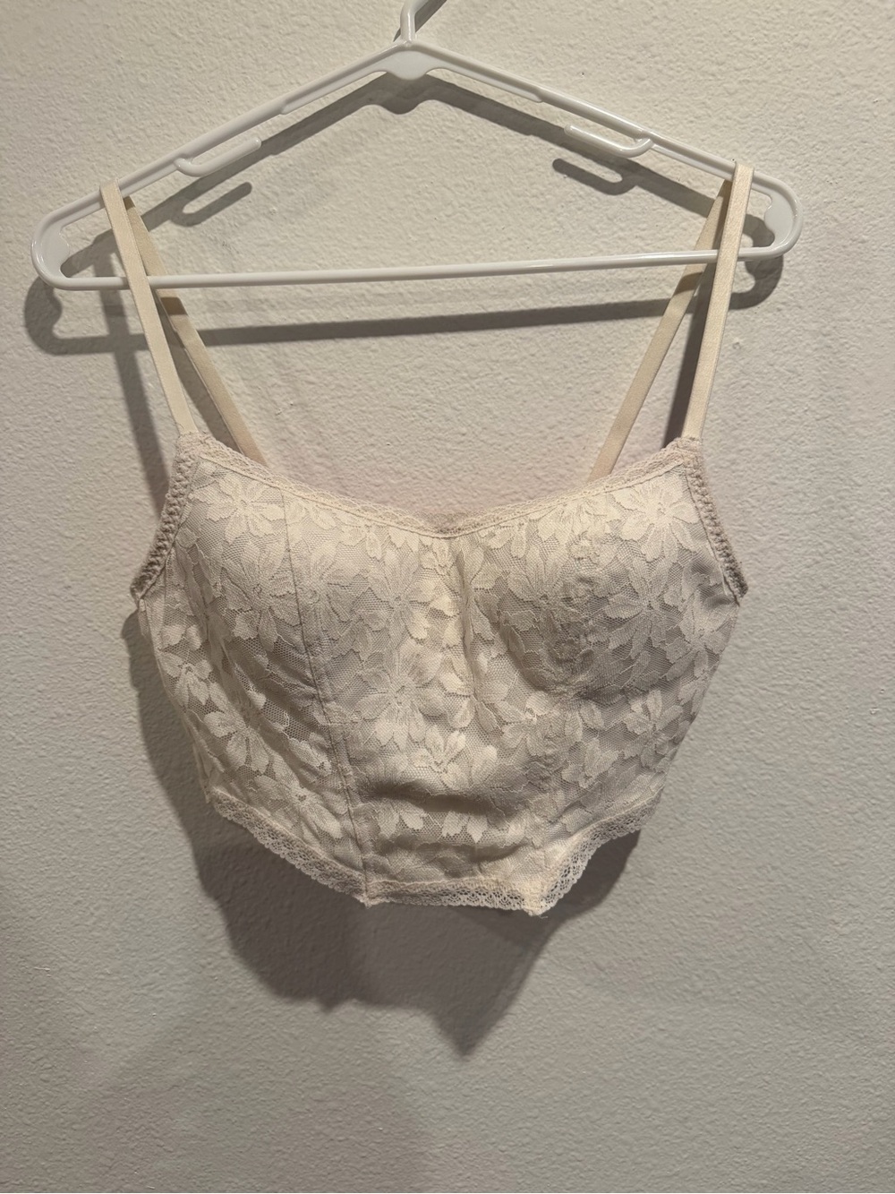 PINK Victoria's Secret Cream Lace Longline Bralette